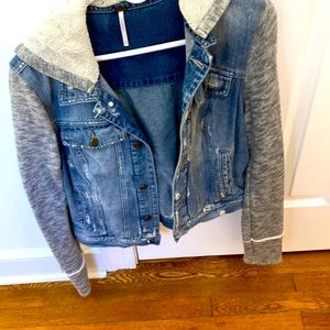 Free People denim and knit hooded jacket